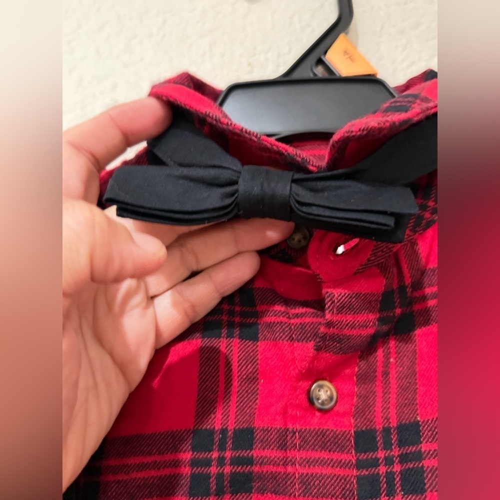 Carter's baby boy's red plaid shirt and black suspender pants outfit set. 3T - Picture 6 of 8